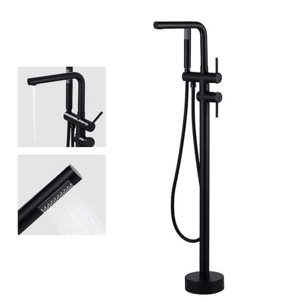 VEVETTA 2-Handle Freestanding Tub Faucet with Handshower in. Matte Black