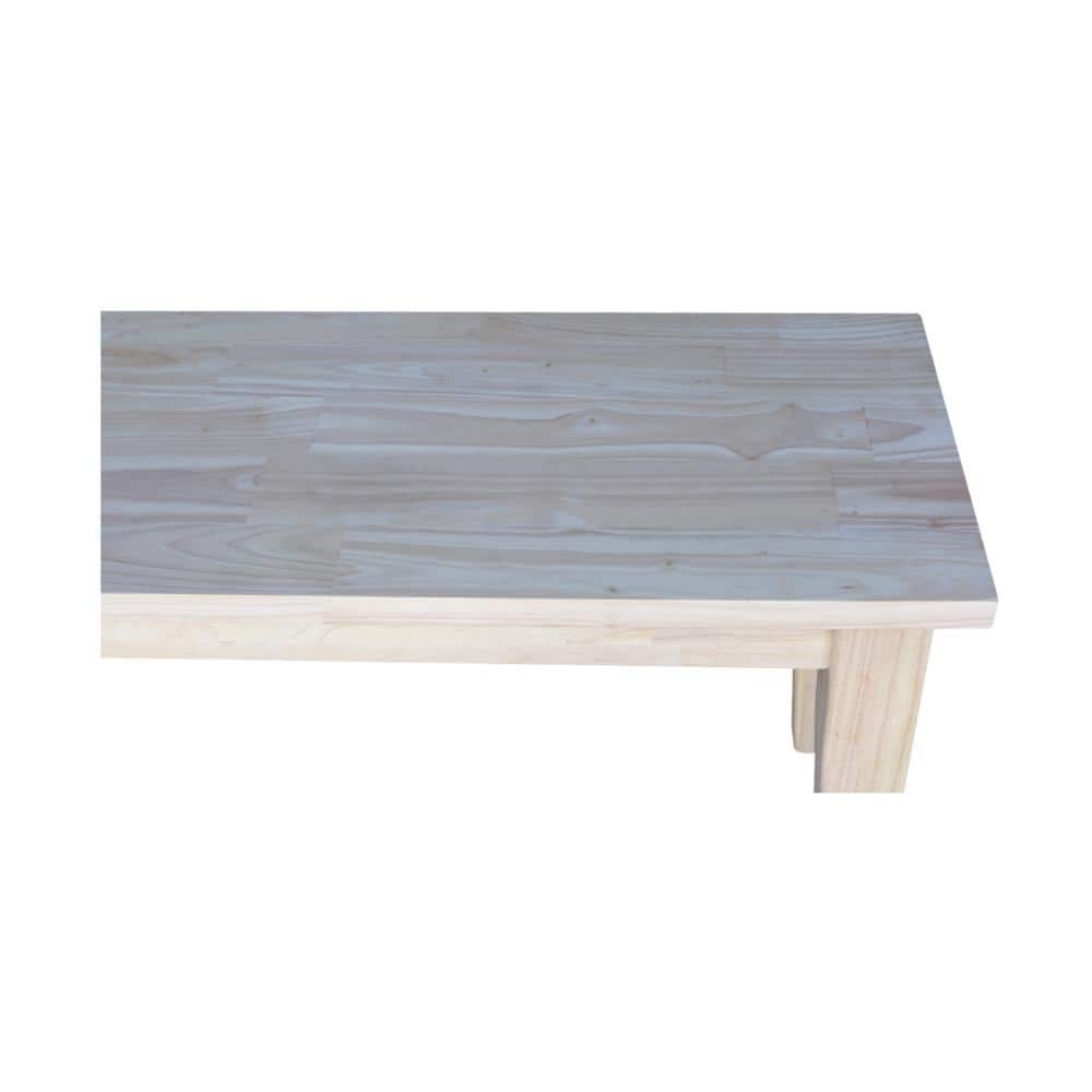 72" White Wood Shaker Style Bench with Tapered Legs