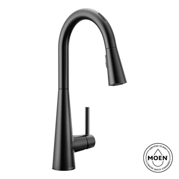 Sleek Single-Handle Smart Touchless Pull Down Sprayer Kitchen Faucet with Voice Control and Power Clean in Matte Black