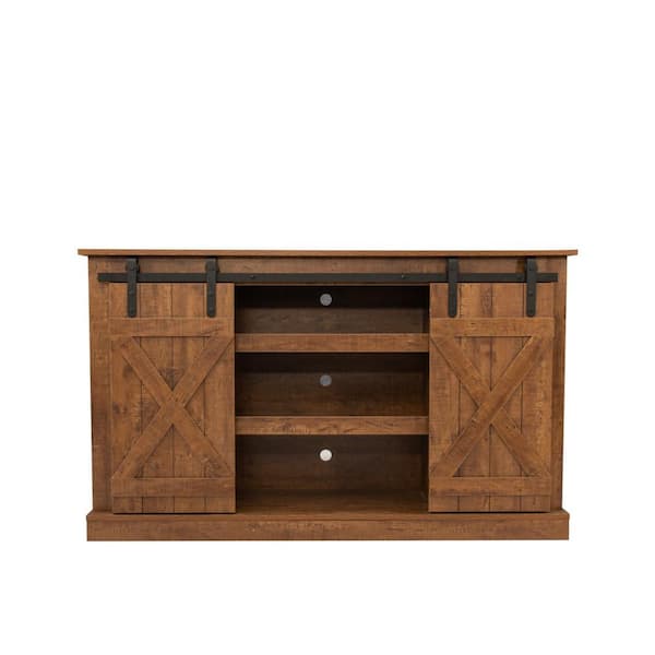 Unbranded 54 in. Walnut TV Stand for Fits TV' up to 65 in. with Storage Cabinet