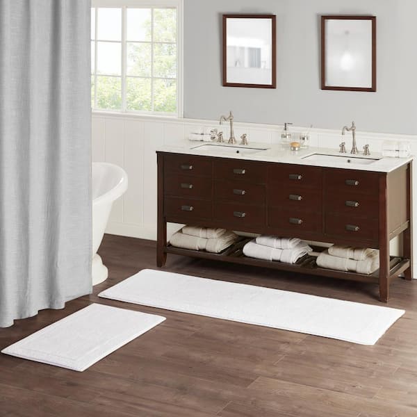 Large Bathroom Rug Non Slip Bath Mat (72x24 Inch Light Grey) Water