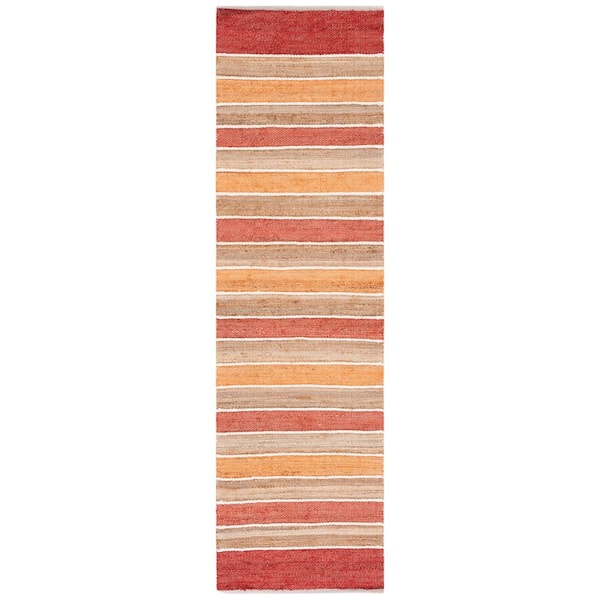 Striped Kilim 2 ft. x 8 ft. Rust/Red Striped Runner Rug
