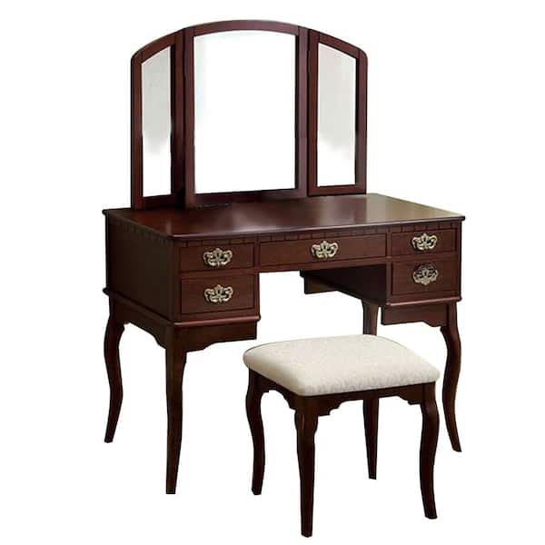 William S Home Furnishing Ashland Cherry Vanity Table Cm Dk6405ch The Depot William S Home Furnishing Ashland, Cherry Finish Vanity Set