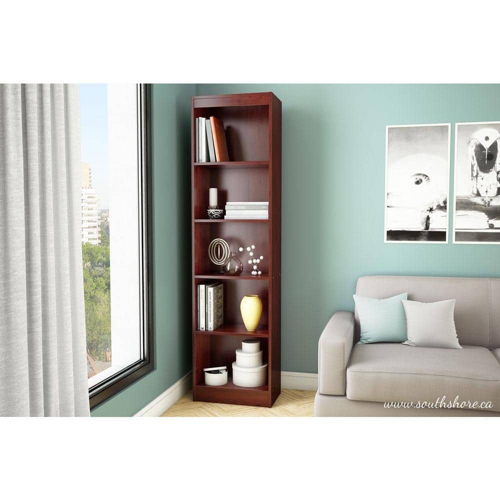 Royal Cherry Adjustable 5-Shelf Narrow Bookcase