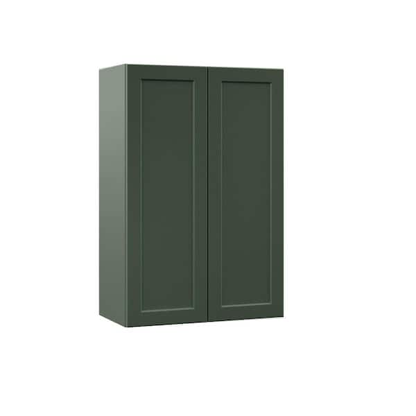 Hampton Bay Designer Series Melvern 24 in. W 12 in. D 36 in. H Assembled Shaker Wall Kitchen Cabinet in Forest