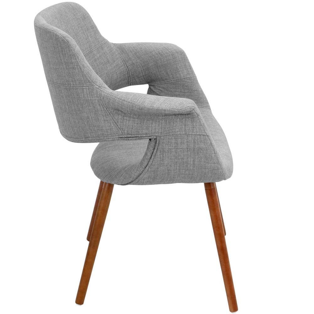 Mid-Century Modern Light Grey Parsons Arm Chair with Walnut Wood Legs