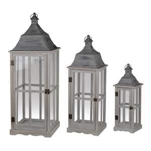 Window Scape Gray Lanterns Candle Holder (Set of 3)
