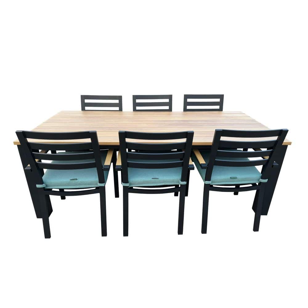 Lakehouse 7-Piece Black Aluminum Outdoor Dining Set with Rectangular Table and Cast Breeze Cushions price history on PriceWatchPro