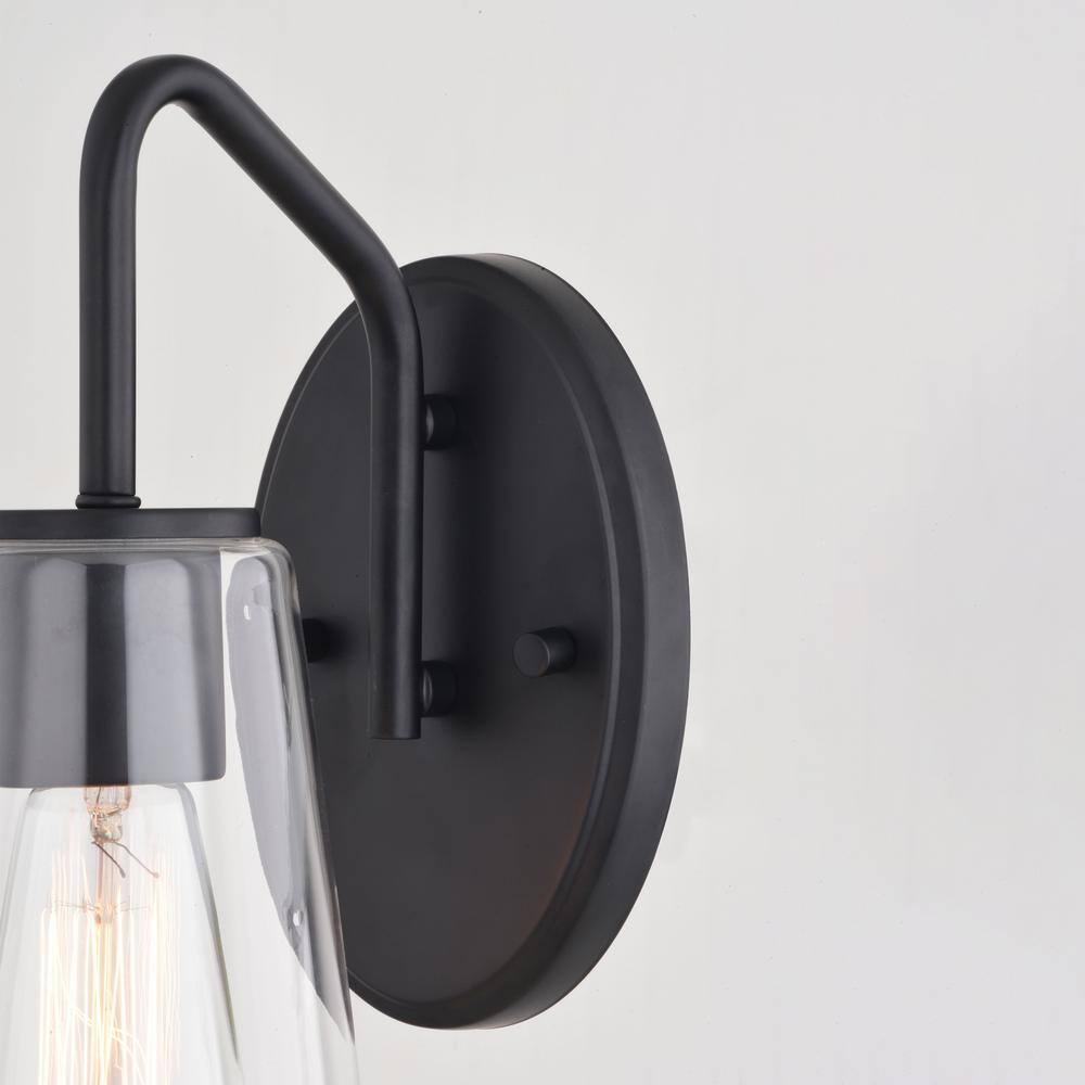 Matte Black Outdoor Dimmable Wall Sconce with Clear Glass