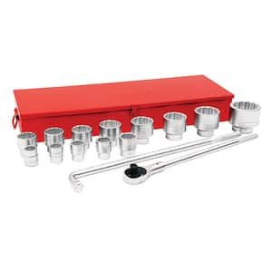 1 in. Drive SAE Socket Set with Accessories in Metal Box (16-Piece)