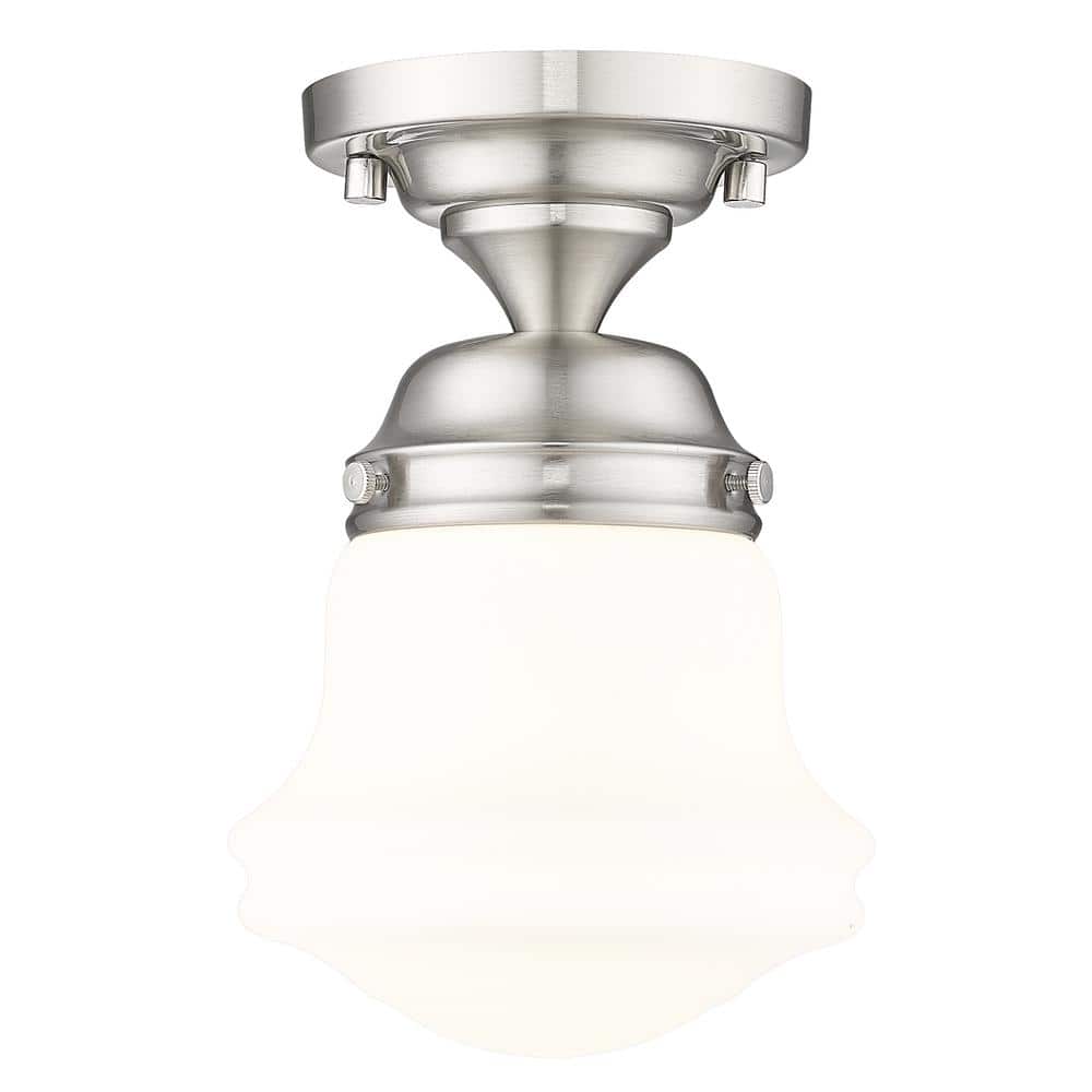 Vaughn 6 In. Brushed Nickel Flush Mount with Matte Opal Glass Shade with No