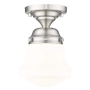 Vaughn 6 In. Brushed Nickel Flush Mount with Matte Opal Glass Shade with No Bulb Included