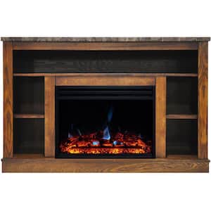 Oxford 47.8 Freestanding Electric Fireplace in Walnut with Deep Log Insert