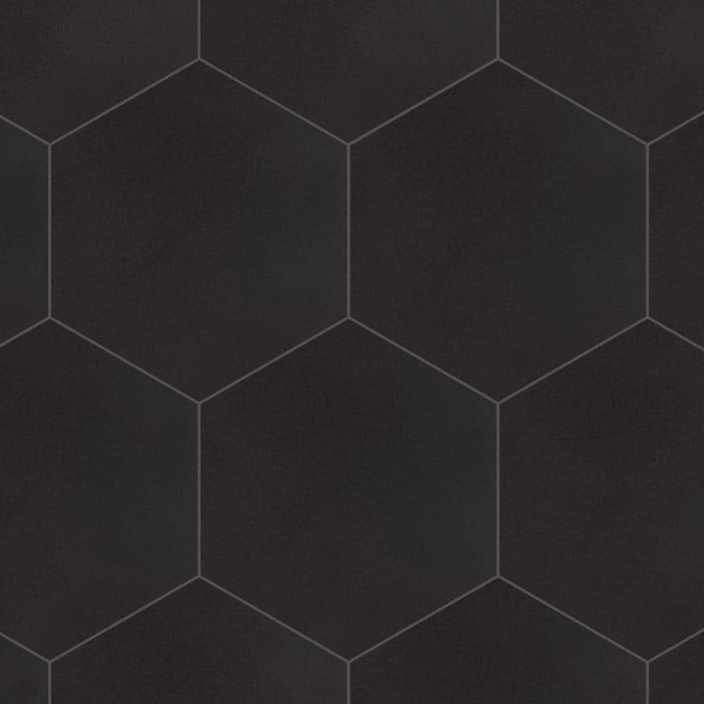 Merola Tile Textile Basic Hex Black 8-5/8 in. x 9-7/8 in. Porcelain Floor and Wall Tile (11.5 sq. ft./Case)