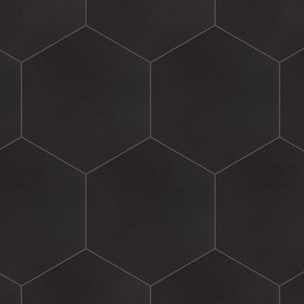 Merola Tile Textile Basic Hex Black 8-5/8 in. x 9-7/8 in