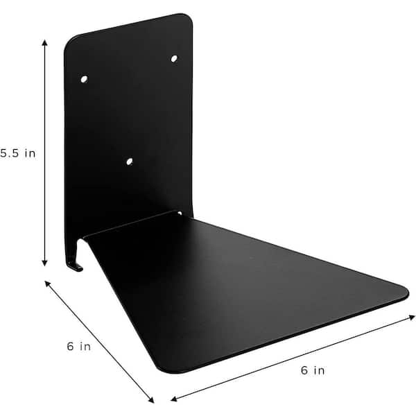 Sorbus 6 in. x 6 in. x 5.5 in. Black Metal Wall Mounted Invisible Floating Bookshelves