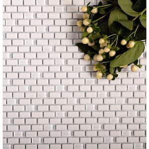 White 11.2 in. x 12.2 in. Brick Polished and Honed Recycled Glass Mosaic Tile (4.74 sq. ft./Case)