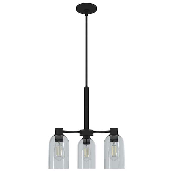 Lochemeade 3 Light Natural Iron Chandelier with Smoked Glass Shades Kitchen Light