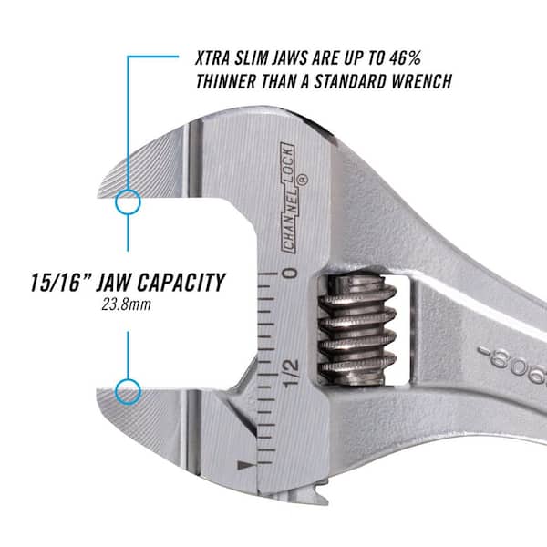 Channellock Extra Slim Jaw 6 in. Chrome Adjustable Wrench 806SW