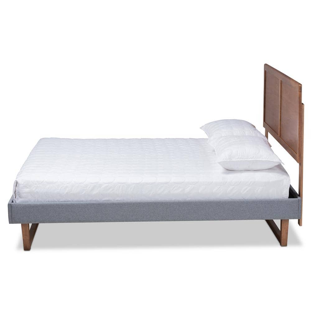 Allegra Mid-Century Walnut Brown & Dark Gray Full Platform Bed