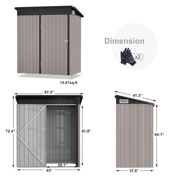 mimmy3lL  Sizzim 5 ft. W x 3 ft. D Metal Storage Shed for Garden and