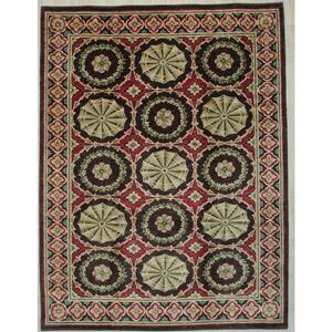 Red 8 ft. x 10 ft. Handwoven Wool Spanish Style Area Rug