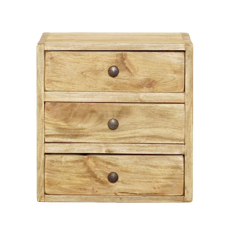 4D Concepts Java 14.2 in. Rustic Natural 3-Drawer Side Table-681681 ...