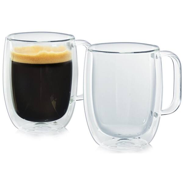 JavaFly Bistro 12 oz. Double Wall Glass with Handle Dishwasher Safe