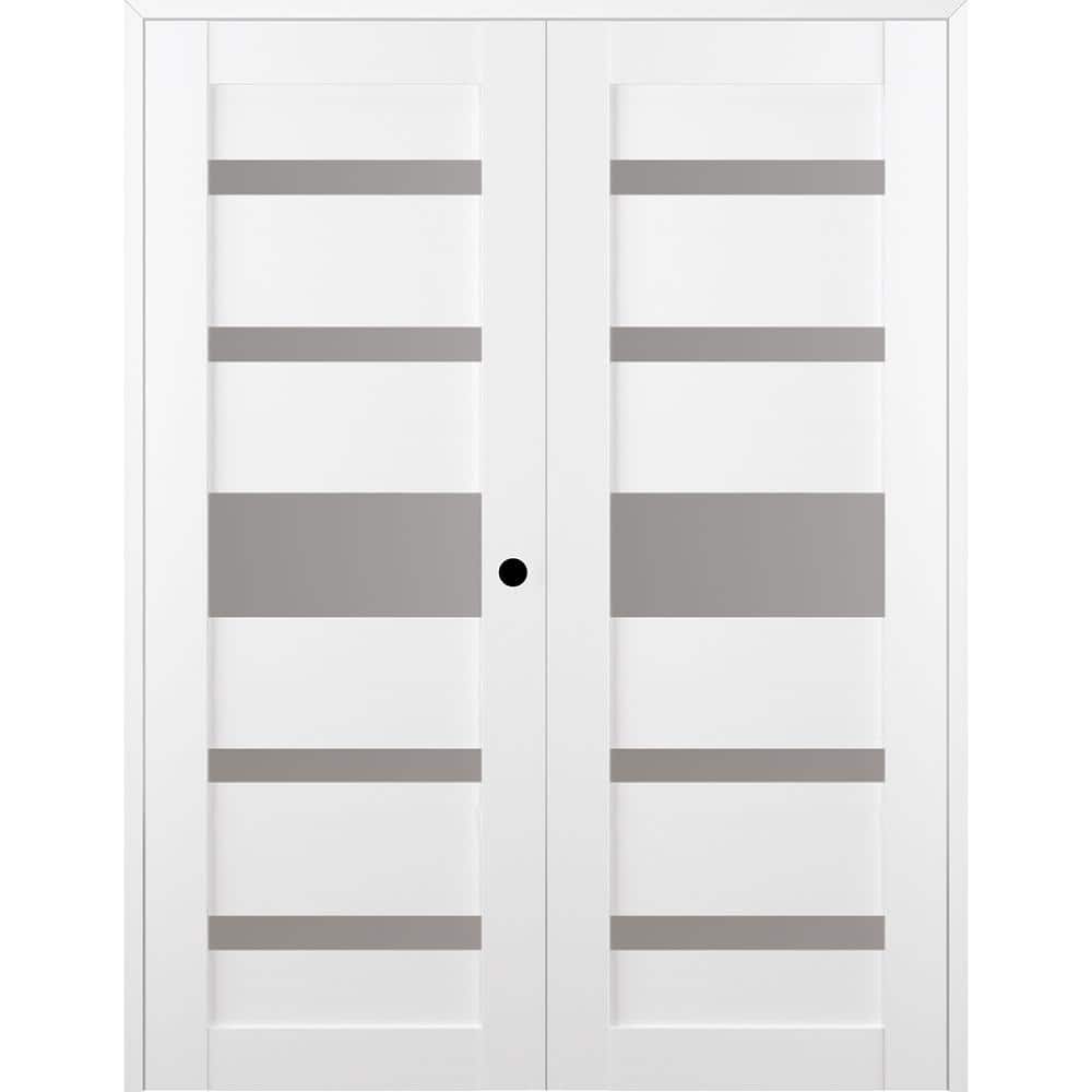 Gina 64 in. x 84 in. Left Hand Active 5-Lite Bianco Noble Wood Composite Double Prehung Interior Door price history on PriceWatchPro
