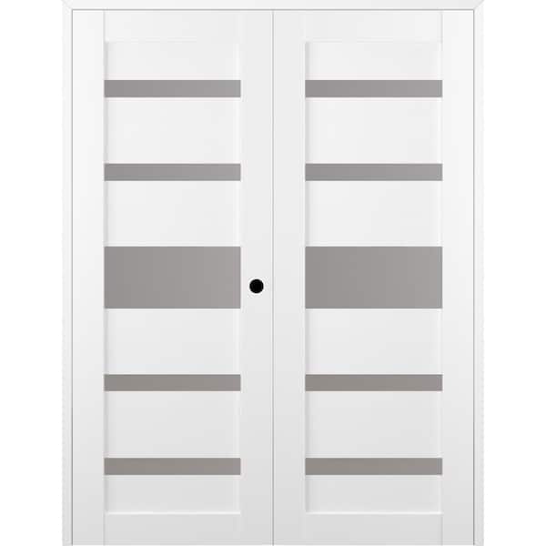 Belldinni Gina 72 in. x 96 in. Left Hand Active 5-Lite Bianco Noble Wood Composite Double Prehung Interior Door