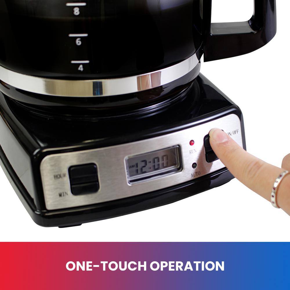 Sleek 12-Cup Black Stainless Steel Programmable Coffee Maker