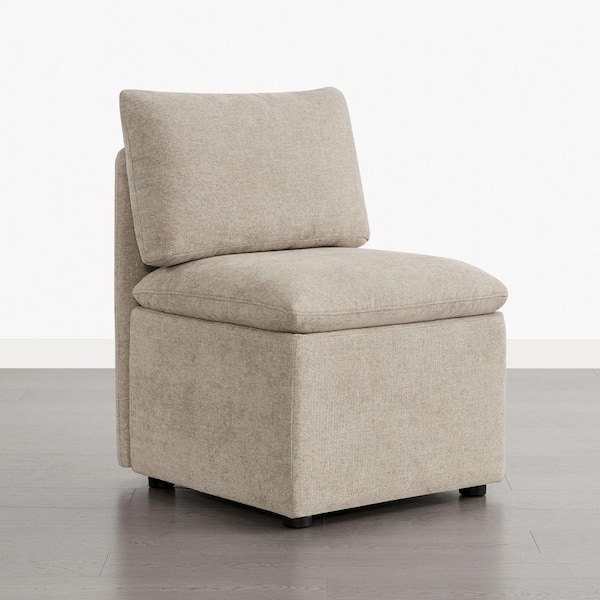 Ellis Khaki/Grey Fabric Upholstered Lift-Top Storage Removable Cushion Modular Dining Chair