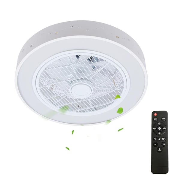 OUKANING 21.6 in. Integrated LED Indoor White Constellation Style Smart Enclosed Ceiling Fan with Remote
