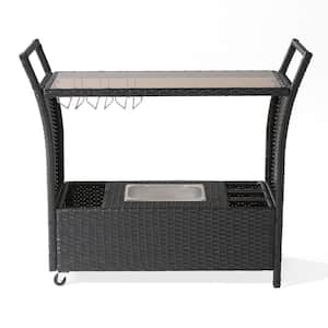 Bahama Faux Rattan Outdoor Serving Bar with Ice Bucket