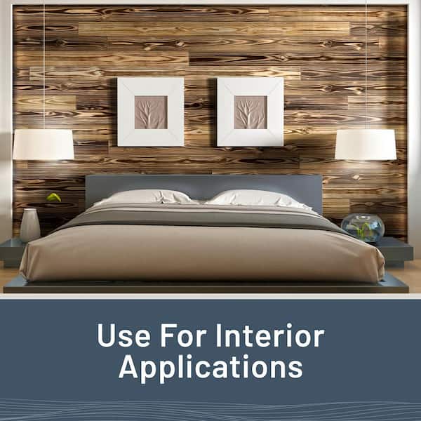 1 in. x 6 in. x 8 ft. Charred Wood Natural Pine Shiplap Board (4-Pack)