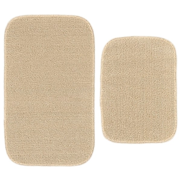 Garland Rug Gramercy Champagne Beige Solid Rectangle 2 Piece Bath Rug Set