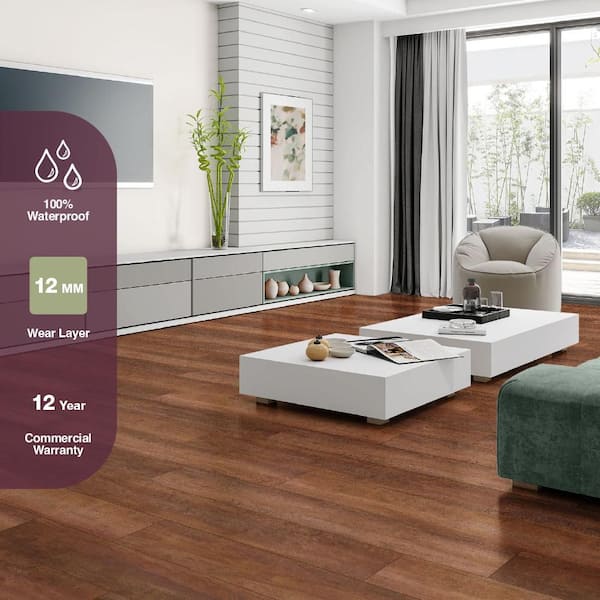 Branford Cherry 12mm T x 8.03 in W Waterproof Laminate Wood Flooring (15.9 sqft/case)