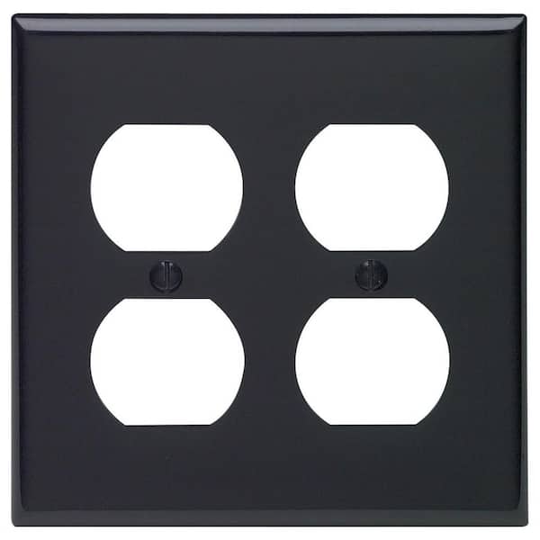 Leviton Black 2-Gang 1-Toggle/2-Duplex Wall Plate (1-Pack)