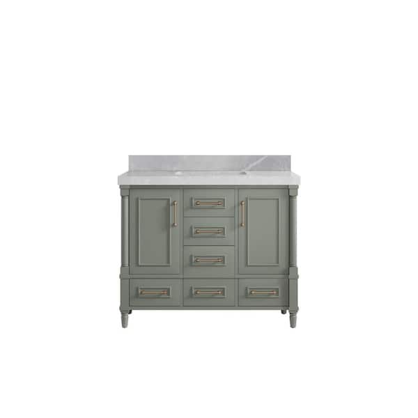 Willow Collections Hudson 42 in. W x 22 in. D x 36 in. H Single Sink Bath Vanity in Evergreen with 2 in. Pearl Gray Qt. Top