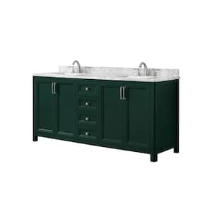 Sandon 72 in. W x 22 in. D Bath Vanity in Emerald Green with Marble Vanity Top in Carrara White with White Basin