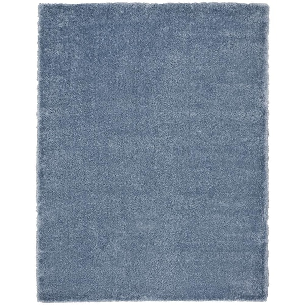 Nourison Dreamy Shag Light Blue 8 ft. x 10 ft. All-over design Contemporary Area Rug