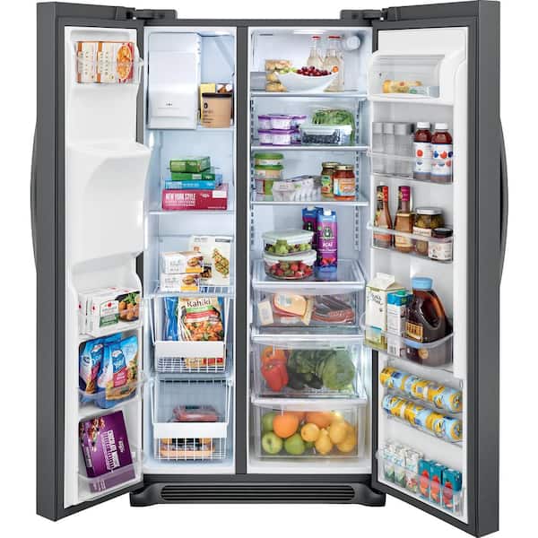 Frigidaire Gallery 22 1 Cu Ft Side By Side Refrigerator In Black Stainless Steel Counter Depth Fgsc2335td The Home Depot
