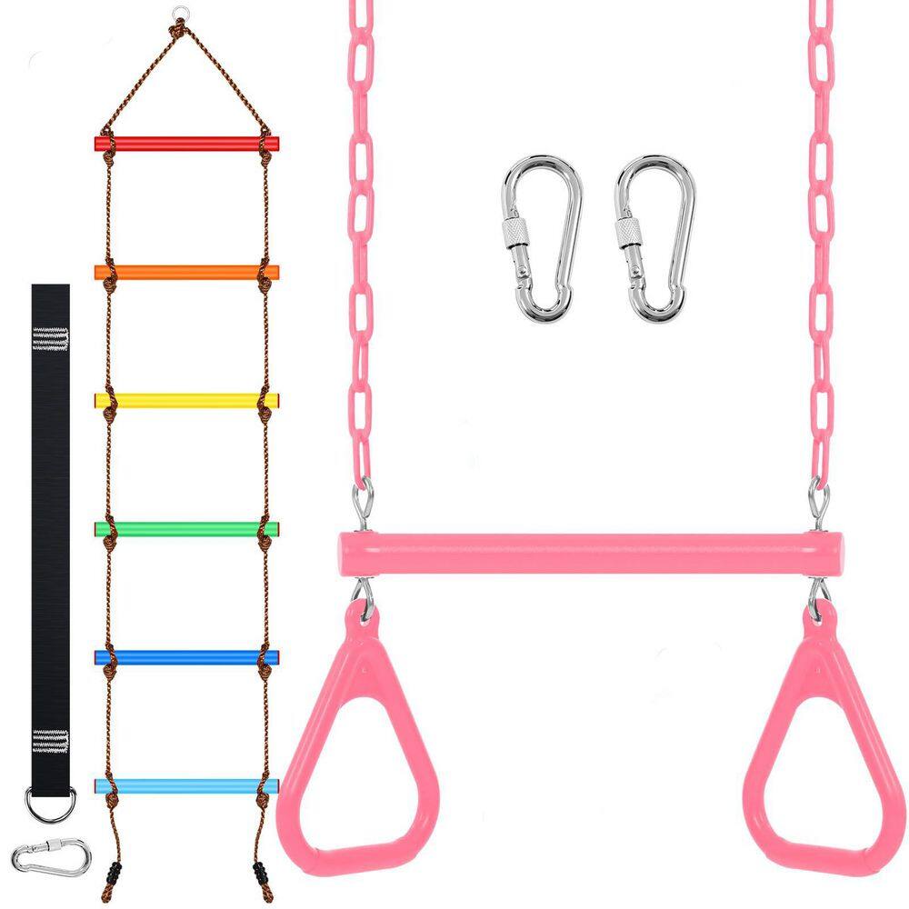 48in Trapeze Bar with Rings with 6. 8ft Climbing Rope Ladder 1 Pack Rainbow Color for Indoor Outdoor Playground price history on PriceWatchPro