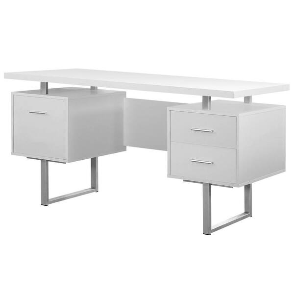 60 White Corner Desk with Storage by Monarch 