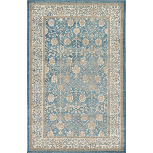 Unique Loom Salzburg Gneis Light Blue 5' 0 x 8' 0 Area Rug 3124860