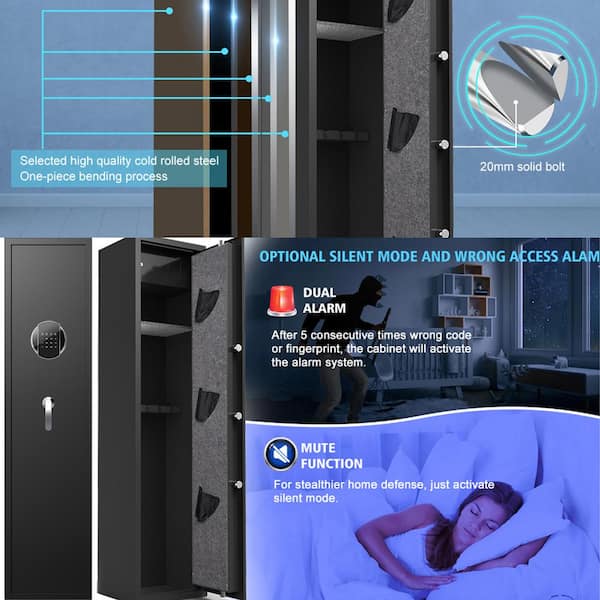 Gun Locker 5-6 Gun Safe With Electronic Lock - Quick Access Rifle ...
