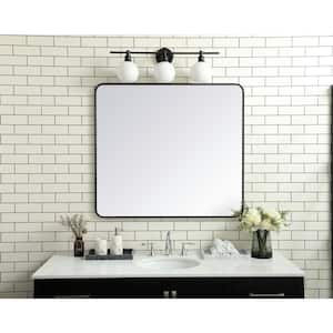 Timeless Home 40 in. H x 36 in. W Black Modern Soft Corner Rectangular Wall Mirror