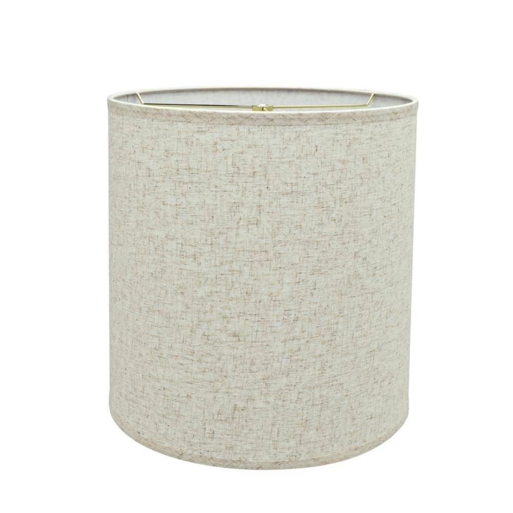 Beige Linen Drum Lamp Shade with Spider Construction, 15"
