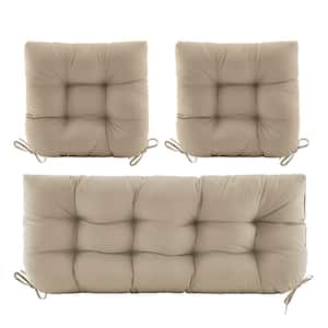 3 Piece Outdoor Chair Cushions Loveseat Outdoor Cushions Set Wicker Patio Cushion for Patio Furniture With Tie, Khaki