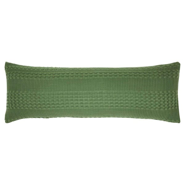 Waffle Weave Olive Green 20x54 Body Pillow Cover